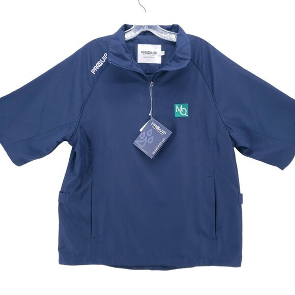 NWT PROQUIP  Blue 1/4 Zip Golf Pullover Windproof Half Sleeve Ultralite MEDIUM - Picture 2 of 13